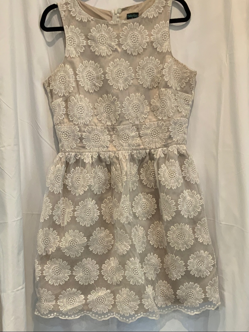 Gabby Skye Cream Floral Lace Mini Dress